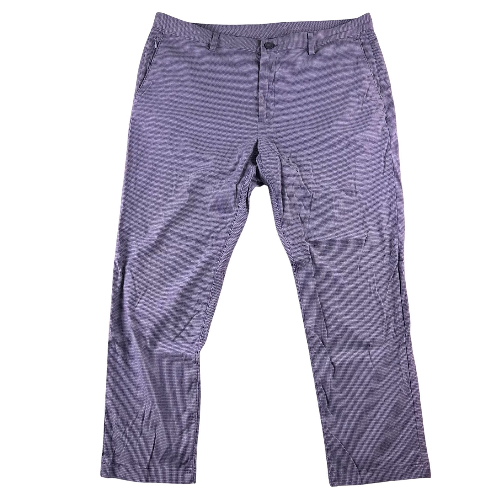 Tommy Bahama Mens Blue Checker Performance Pants Sz 40x30 Chino Flat Front Golf